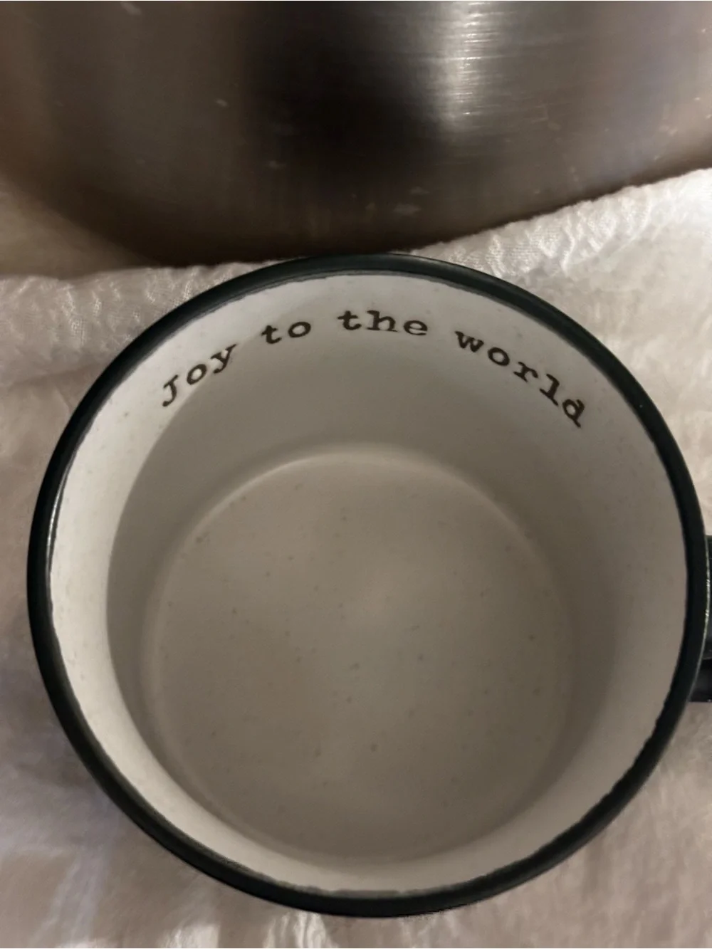 Peppermint and Pines dark green Joy to the World Mug